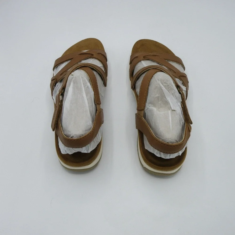 Earth Origins Sterling Womens Leather Sandals Size 7.5 M Natural Brown Slingback